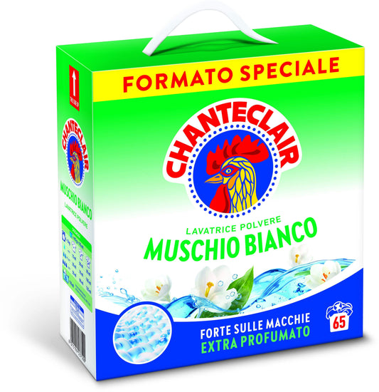 CHANTECLAIR LAVATRICE POLVERE 2,925KG 65 LAVAGGI MUSCHIO BIANCO FORTE SULLE MACCHIE EXTRA PROFUMATO