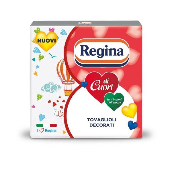 REGINA DI CUORI TOVAGLIOLI DECORATI 33X33 3 VELI 20PZ