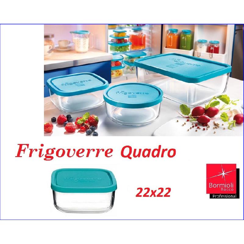 BORMIOLI FRIGOVERRE QUADRATO CM.22X22 COPERCHIO AZZURRO