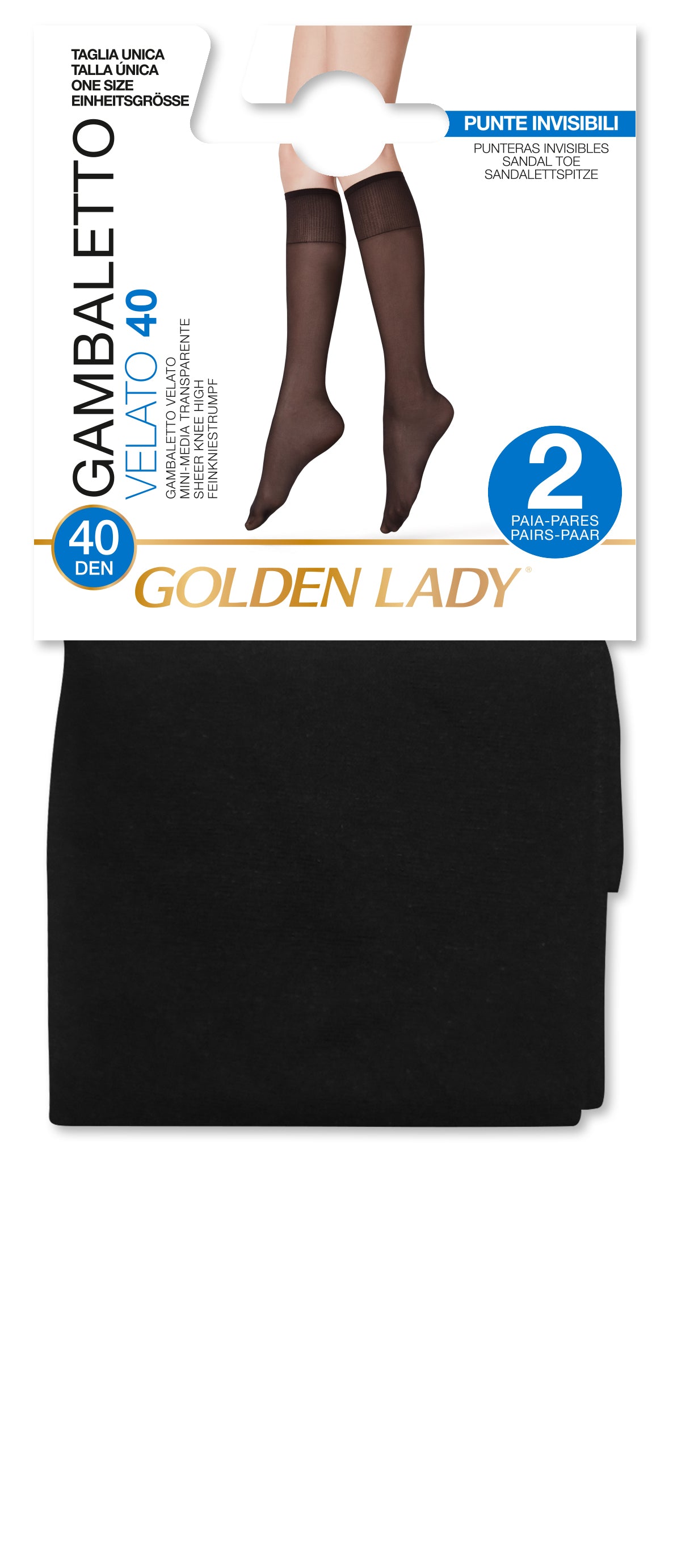 GOLDEN LADY GAMBALETTO VELATO 40DEN 2 PAIA NERO