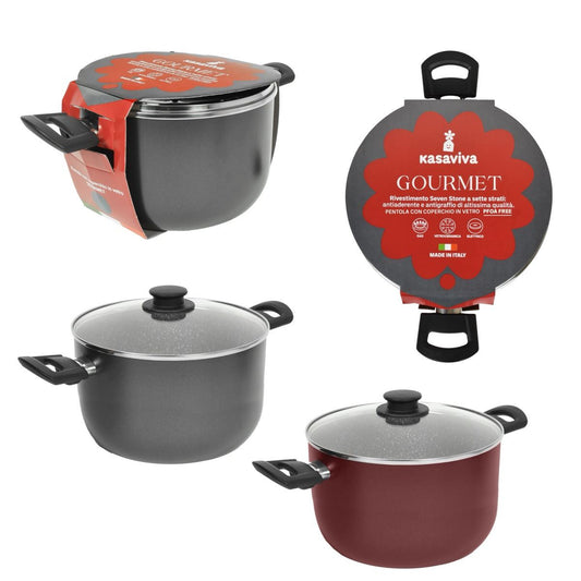 KASAVIVA GOURMET PENTOLA CON COPERCHIO IN VETRO CM.18