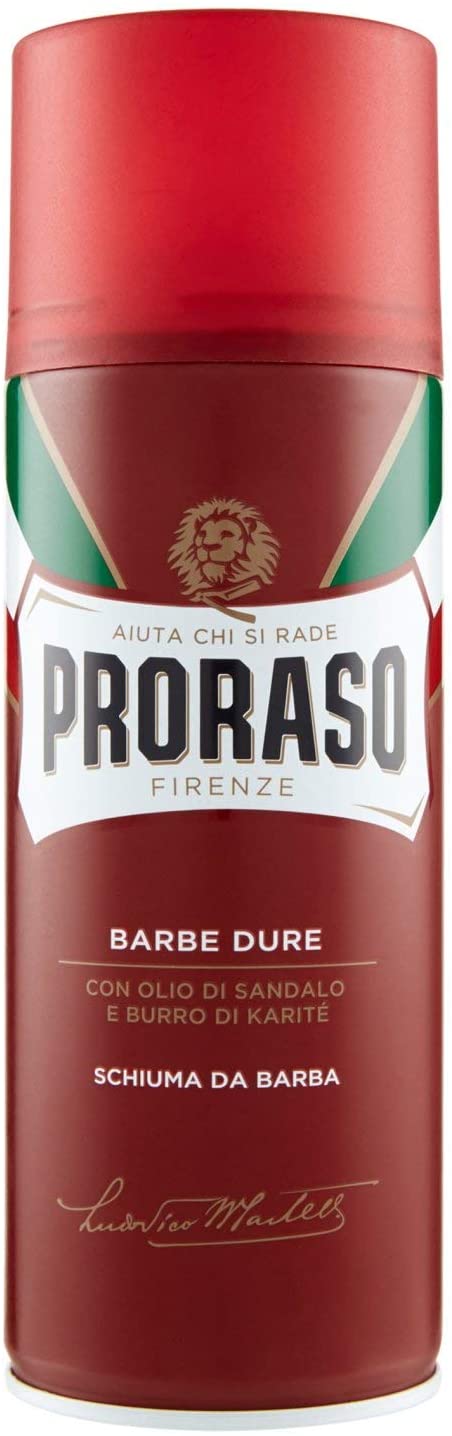 PRORASO SCHIUMA DA BARBA 300ML BARBE DURE OLIO DI SANDALO E BURRO DI KARITE'