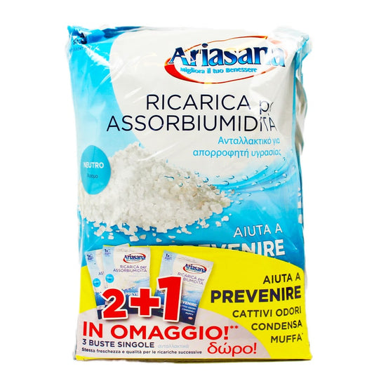 ARIASANA RICARICA PER ASSORBIUMIDITA' IN SALI 450G 2+1PZ INODORE