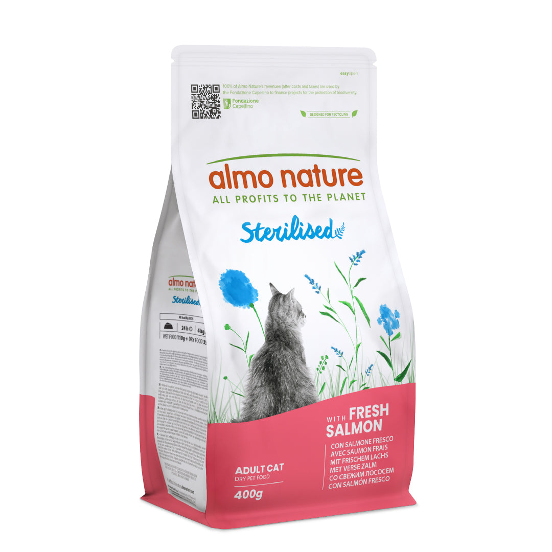 ALMO NATURE STERILISED CROCCANTINI GATTO 400G ADULT SALMONE FRESCO