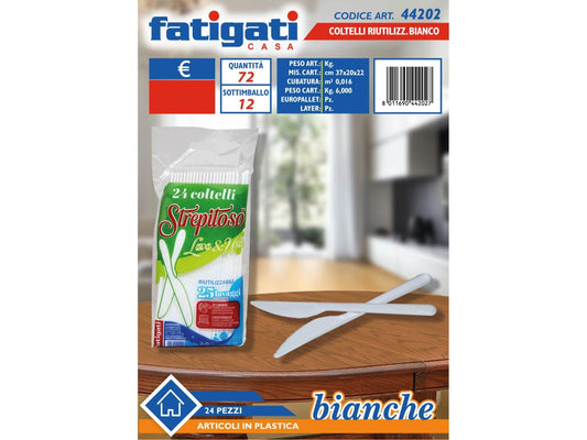 FATIGATI 24 COLTELLI STREPITOSO RIUTILIZZABILI BIANCO