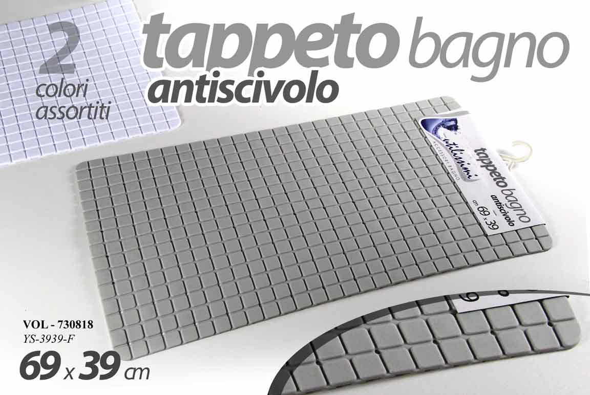 GICOS TAPPETO BAGNO ANTISCIVOLO CM.69X39 2 COLORI ASSORTITI