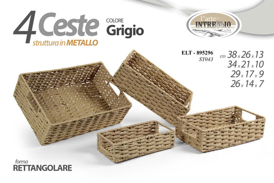 GICOS CESTA RETTANGOLARE STRUTTURA IN METALLO CM.29X17X9 GRIGIO