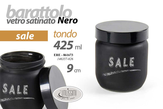 GICOS BARATTOLO VETRO SATINATO NERO 425ML CM.9 SALE