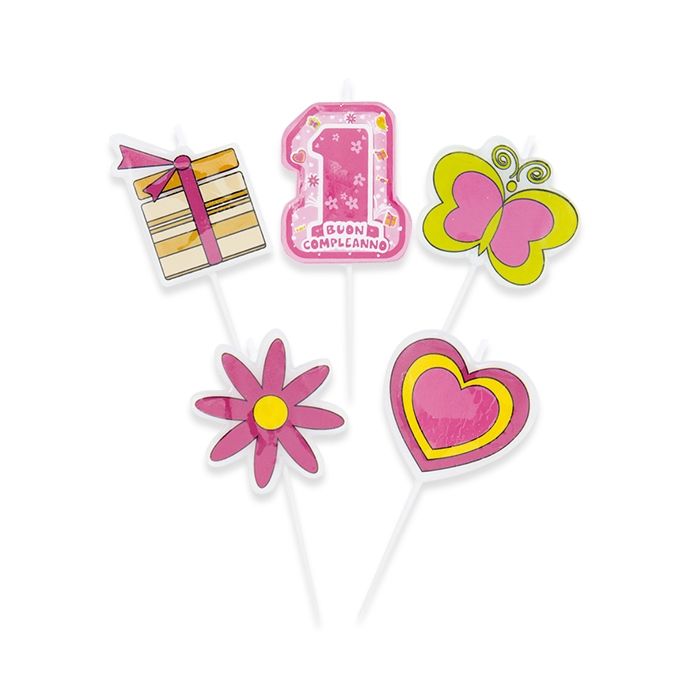 BIG PARTY 5 CANDELINE PICKS 1 PINK CM.8