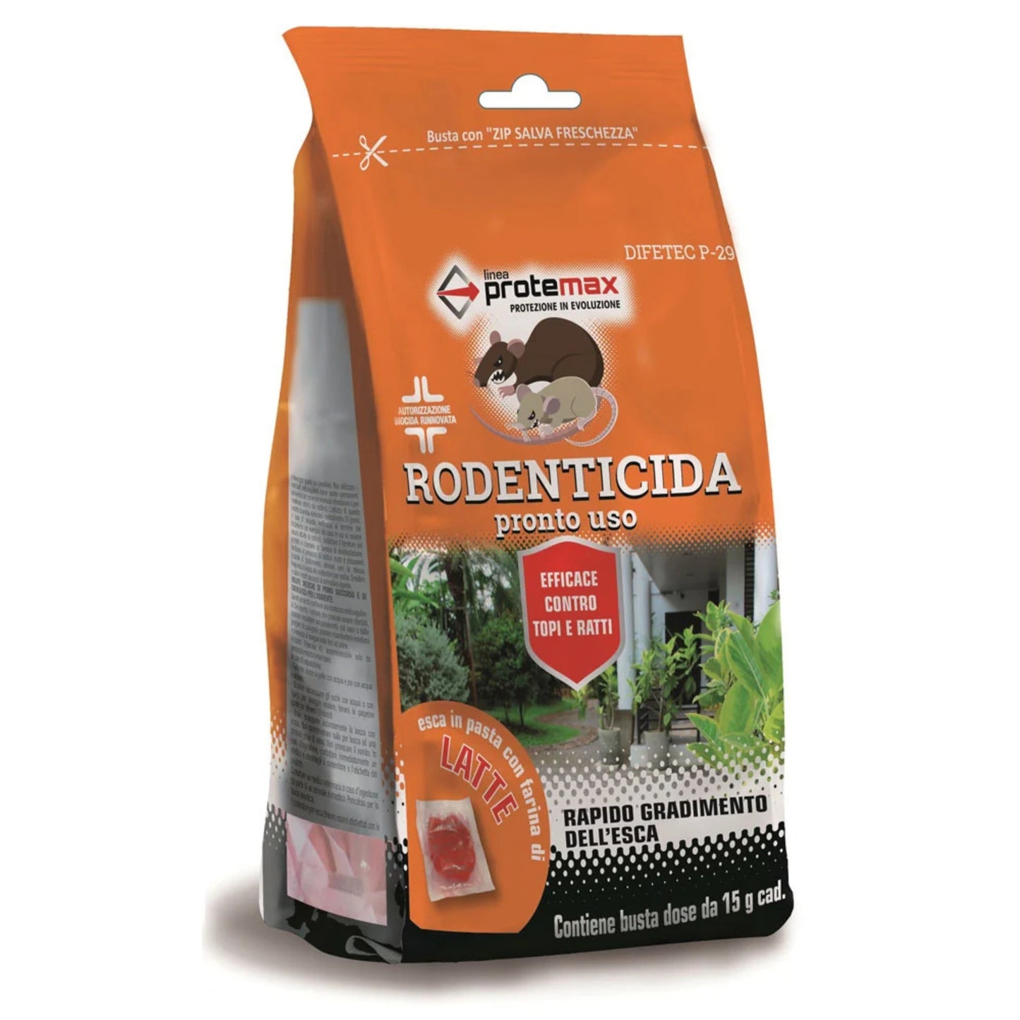 PROTEMAX RODENTICIDA PRONTO USO ESCA IN PASTA CON FARINA DI LATTE 150G