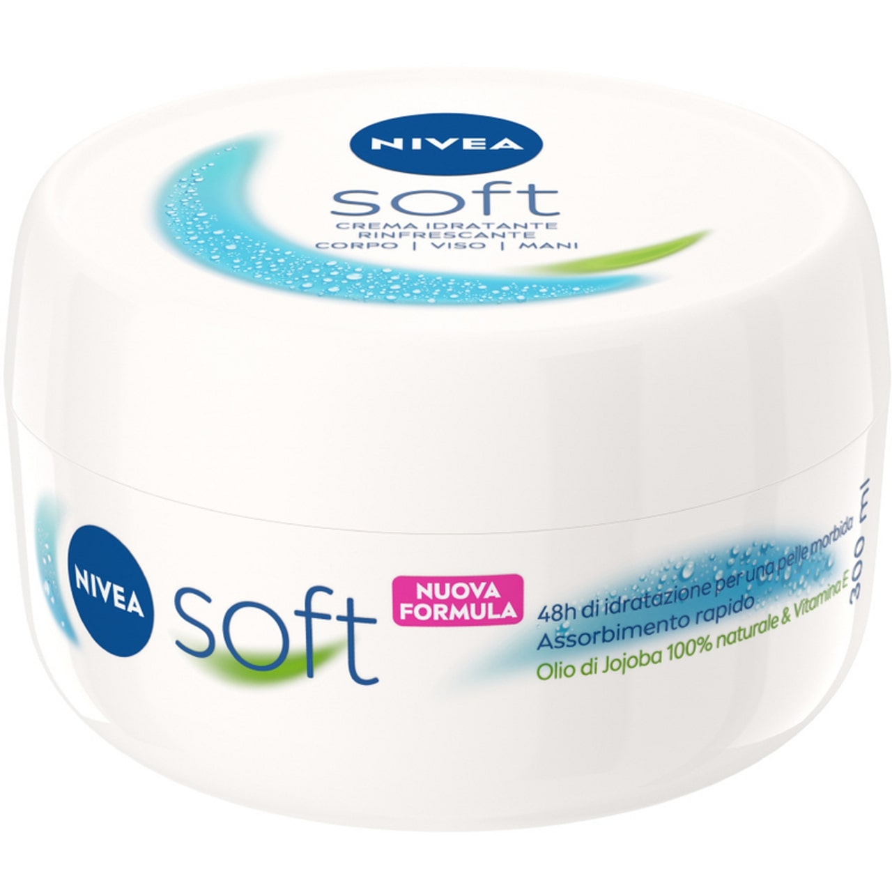 NIVEA SOFT CREMA VISO CORPO MANI IDRATANTE RINFRESCANTE VASO 300ML