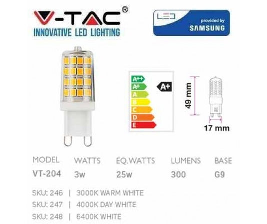 V-TAC LED G9 3W 4000K 300 LUMENS