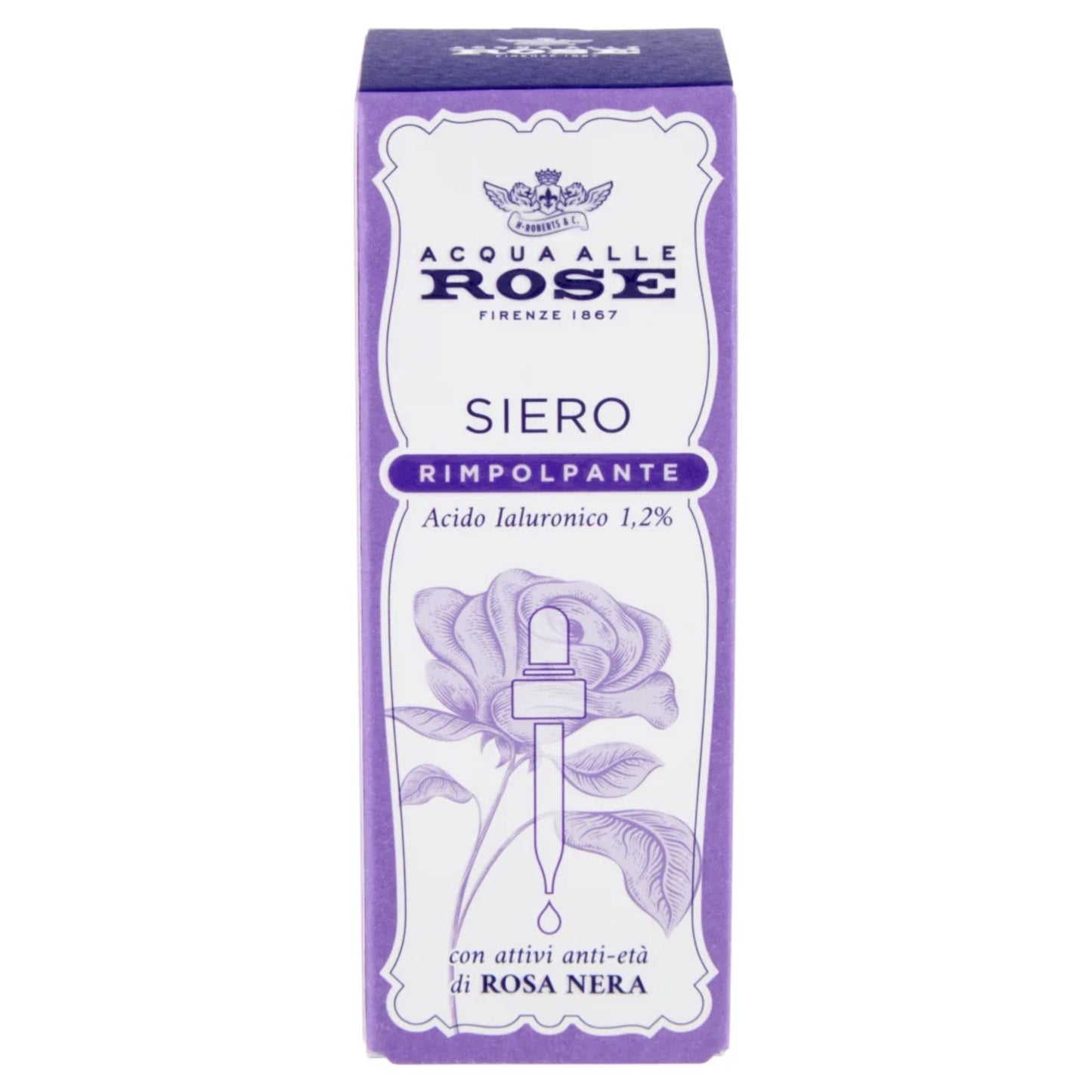 ROBERTS ACQUA ALLE ROSE SIERO RIMPOLPANTE VISO 30ML ACIDO IALURONICO 1,2% CON ATTIVI ANTI-ETA' DI ROSA NERA