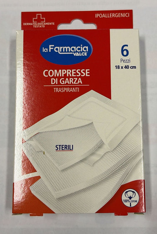 LA FARMACIA VALCE COMPRESSE DI GARZA STERILI CM.18X40 6PZ