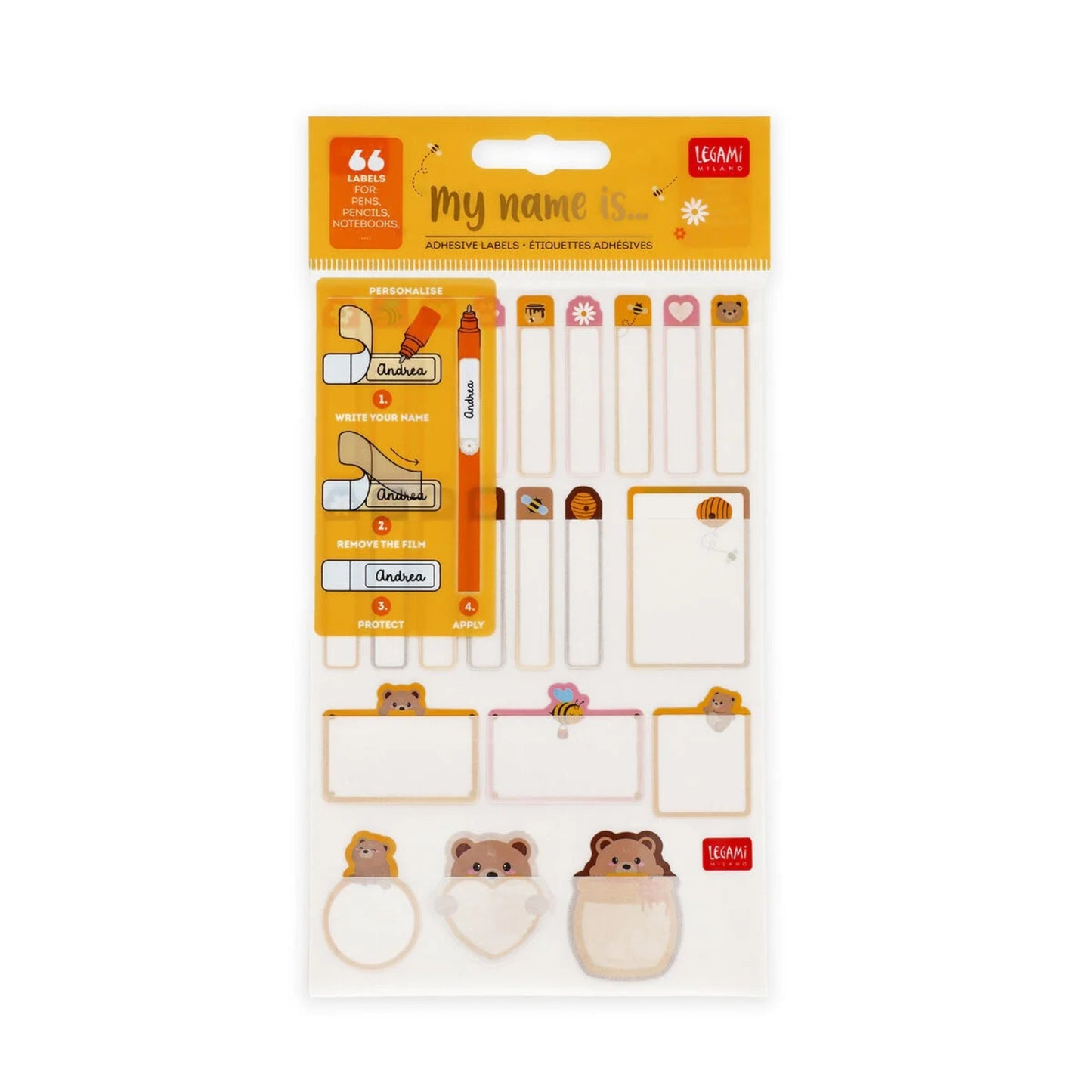LEGAMI MILANO MY NAME IS... SET DI 66 ETICHETTE ADESIVE TEDDY BEAR