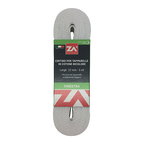 ZA EASYHOME CINTINO PER TAPPARELLE IN COTONE BICOLORE 22MM - 5MT FINESTRA