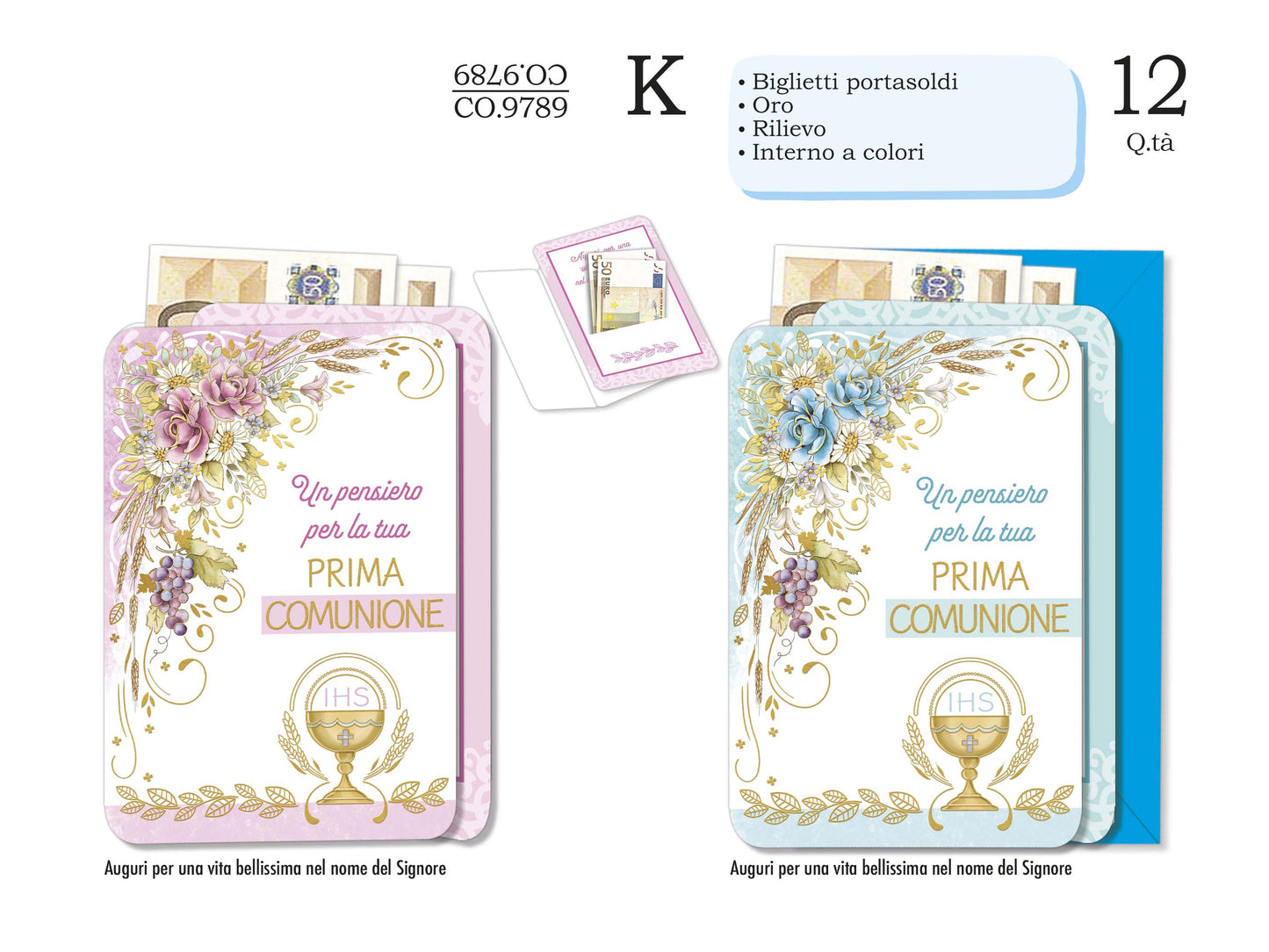 CROMO NB BIGLIETTO PORTASOLDI COMUNIONE CO.9789