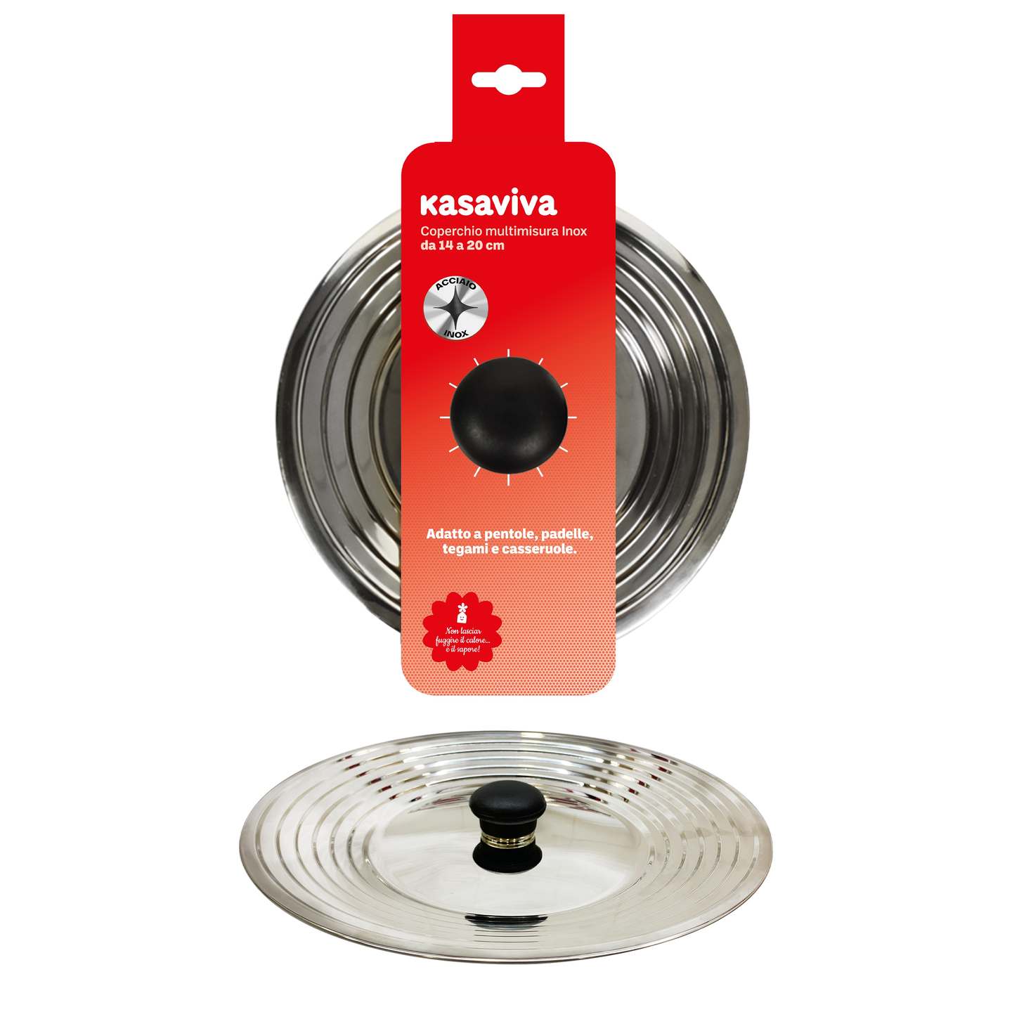 KASAVIVA COPERCHIO MULTIMISURA ACCIAIO INOX DA 14 A 20CM