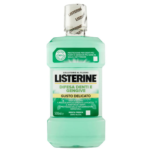 LISTERINE COLLUTTORIO 500ML DIFESA DENTI E GENGIVE GUSTO DELICATO MENTA FRESCA