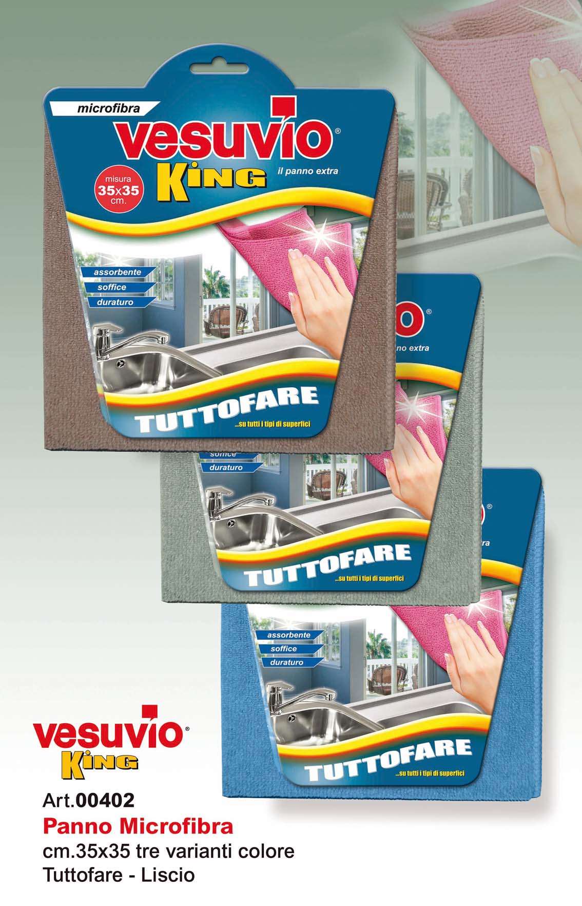 VESUVIO KING MICROFIBRA IL PANNO EXTRA TUTTOFARE CM.35X35 COLORI ASSORTITI ART.00402