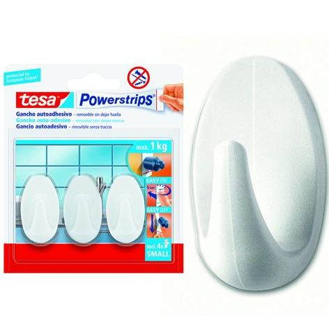 TESA POWERSTRIPS GANCIO AUTOADESIVO PICCOLO 3PZ BIANCO