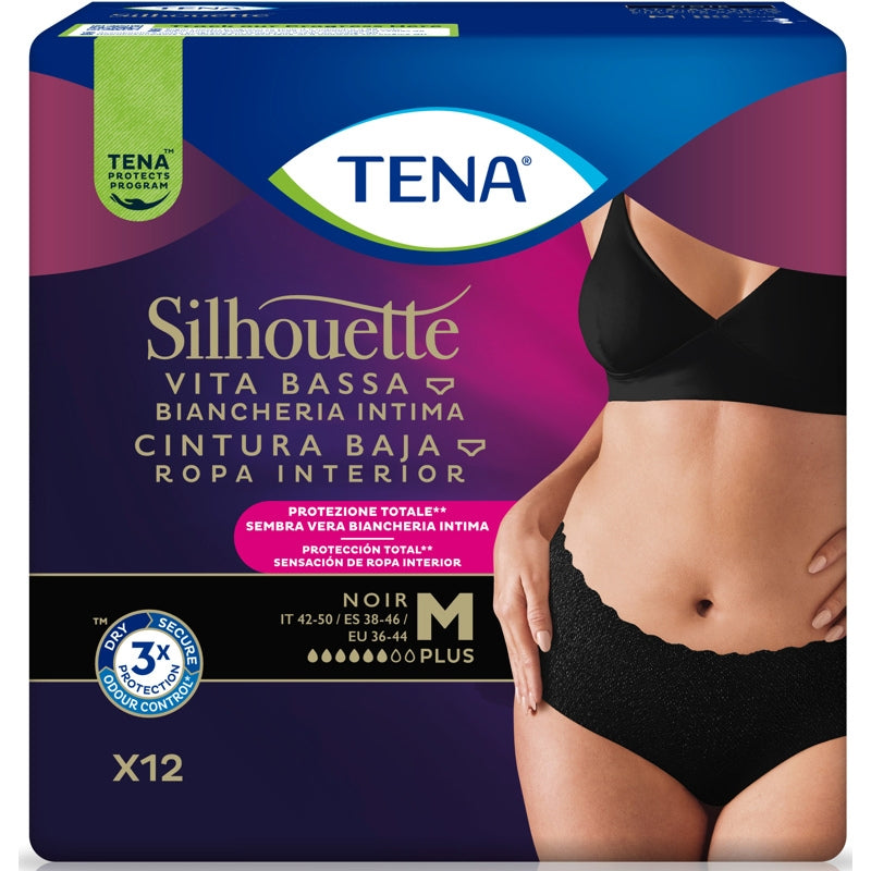 TENA SILHOUETTE NOIR PLUS M X12