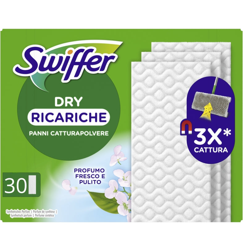 SWIFFER PANNI CATTURA POLVERE 3X CAPTURE DRY X30 PROFUMO FRESCO E PULITO