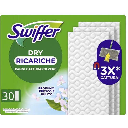 SWIFFER PANNI CATTURA POLVERE 3X CAPTURE DRY X30 PROFUMO FRESCO E PULITO