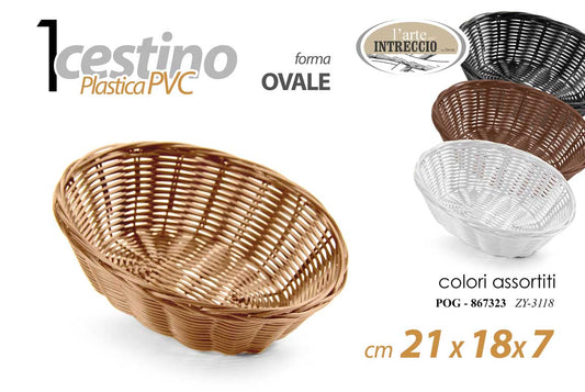 GICOS CESTINO PLASTICA PVC INTRECCIATO FORMA OVALE CM.21X18X7 COLORI ASSORTITI