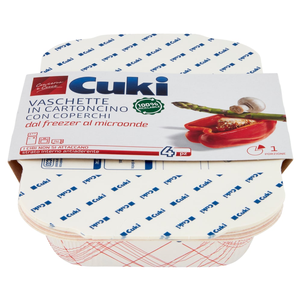 CUKI VASCHETTE IN CARTONCINO CON COPERCHI 1 PORZIONE 4PZ RC33