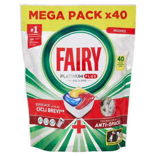 FAIRY PLATINUM PLUS ALL IN ONE LIMONE X40 CAPS MEGA PACK