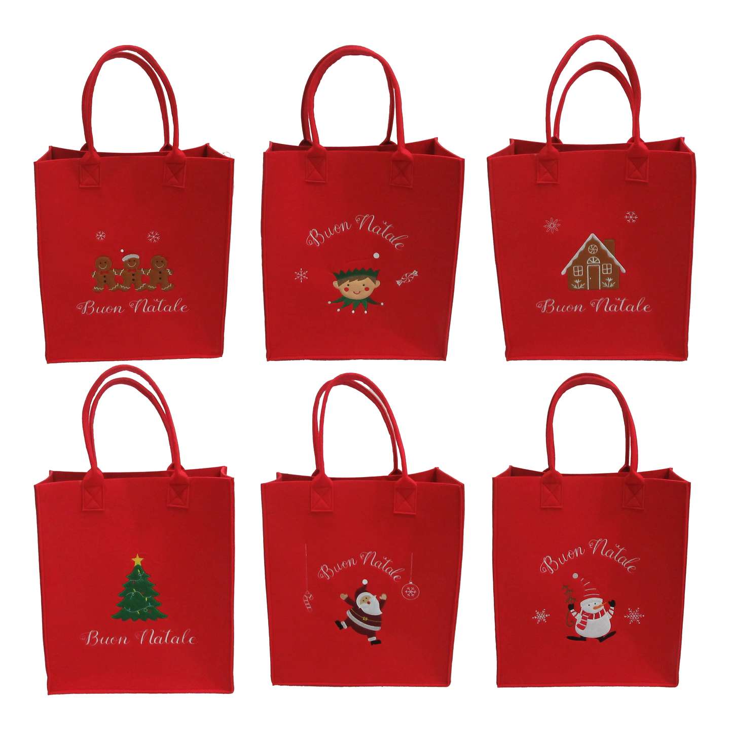 KASAVIVA NATALE XMAS CHEER BORSE CM.30X35 FELTRO ASSORTITE