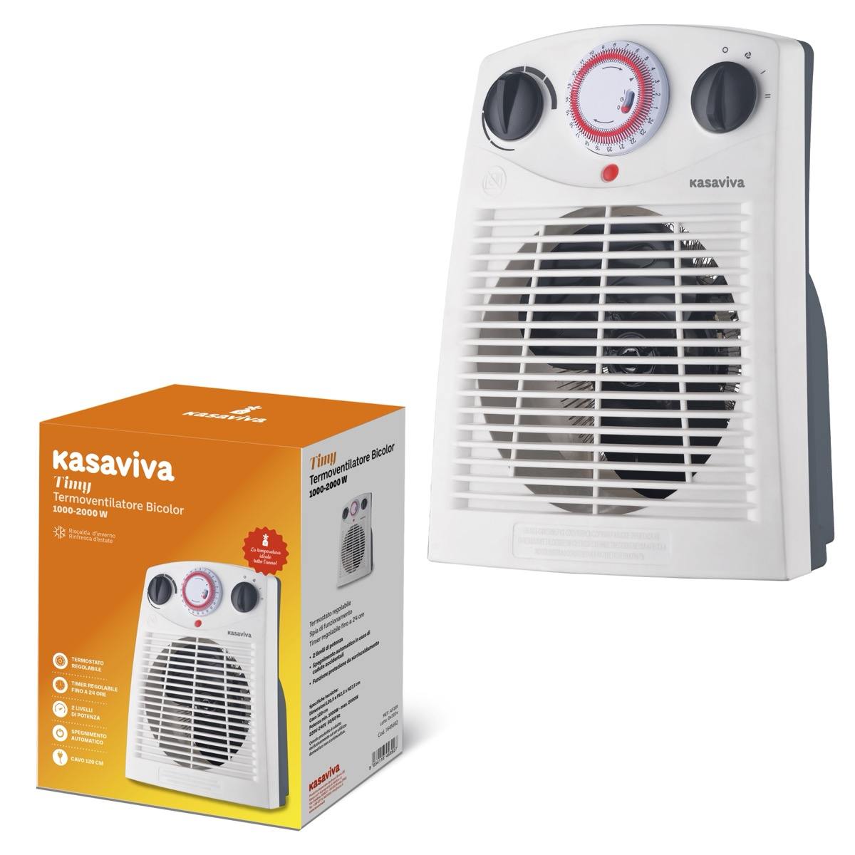KASAVIVA TIMY TERMOVENTILATORE BICOLOR 1000-2000W