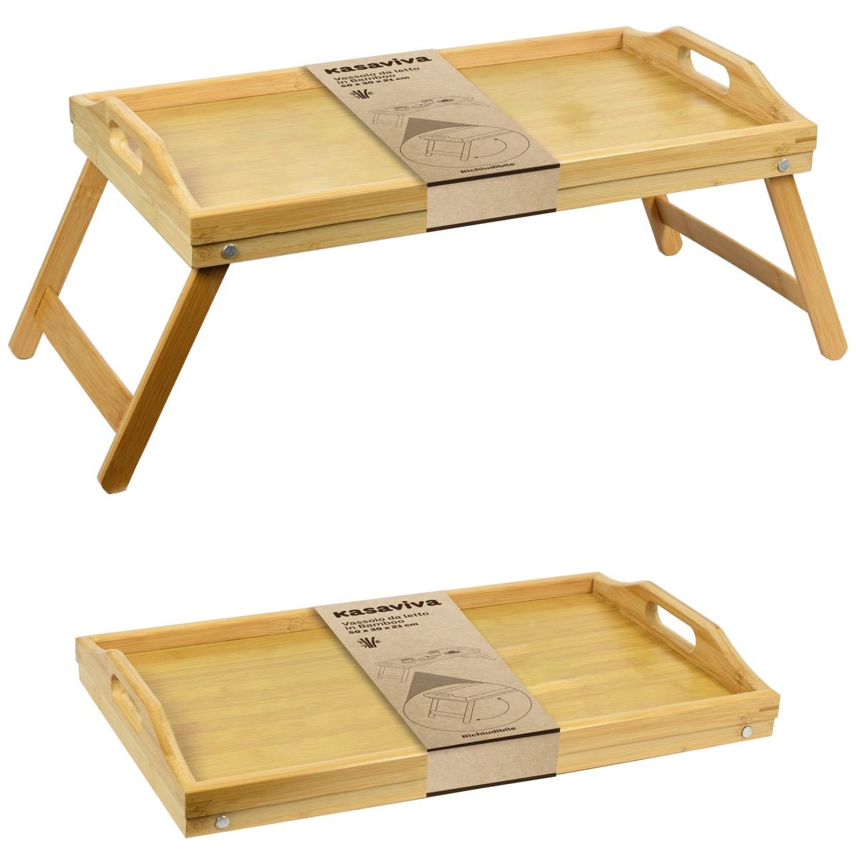 KASAVIVA VASSOIO DA LETTO IN BAMBOO CM.50X30X21