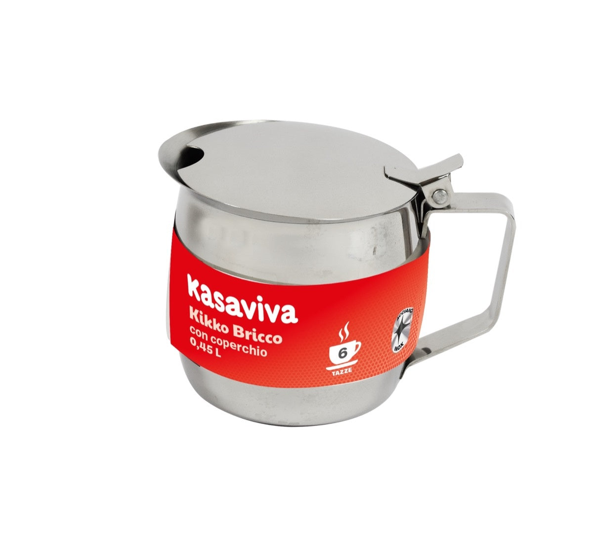 KASAVIVA KICCO BRICCO LATTIERA ACCIAIO INOX CON COPERCHIO 0,45L 6 TAZZE