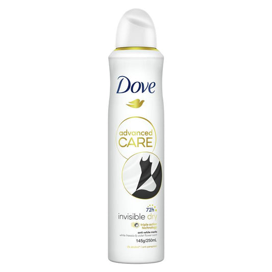 DOVE DEO SPRAY 250ML ADVANCED CARE INVISIBLE DRY FRESIA & VIOLET FLOWER SCENT 72H