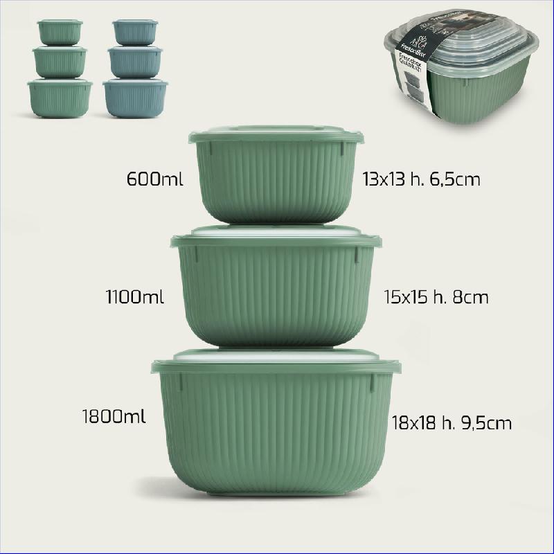 ARCA CONTENITORI QUADRATI SET 3PZ 600-1100-1800ML