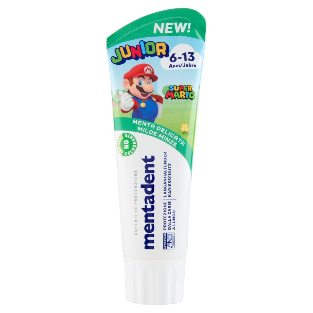 MENTADENT DENTIFRICIO 75ML JUNIOR 6-13 ANNI MENA DELICATA SUPERMARIO