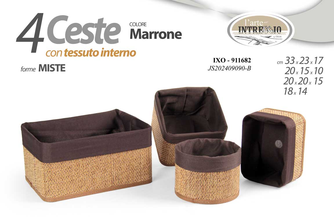 GICOS CESTA CON TESSUTO INTERNO COLORE MARRONE CM.20X15X10
