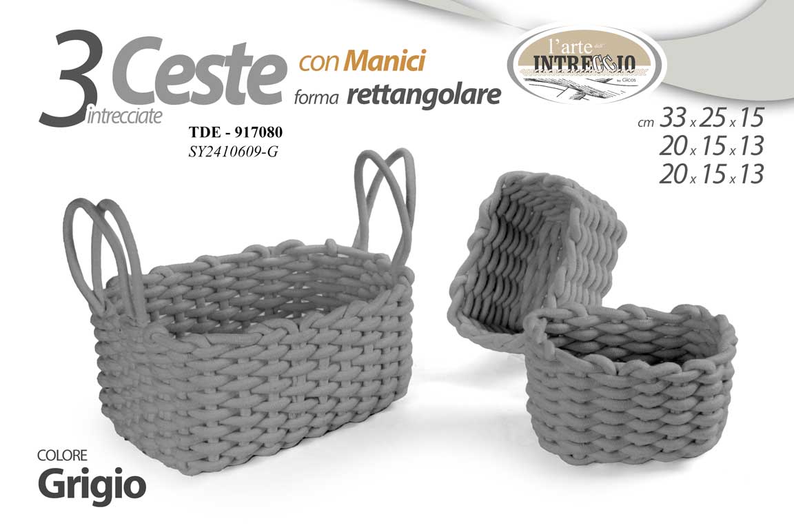 GICOS CESTA INTRECCIATA CM.20X15X13 GRIGIO