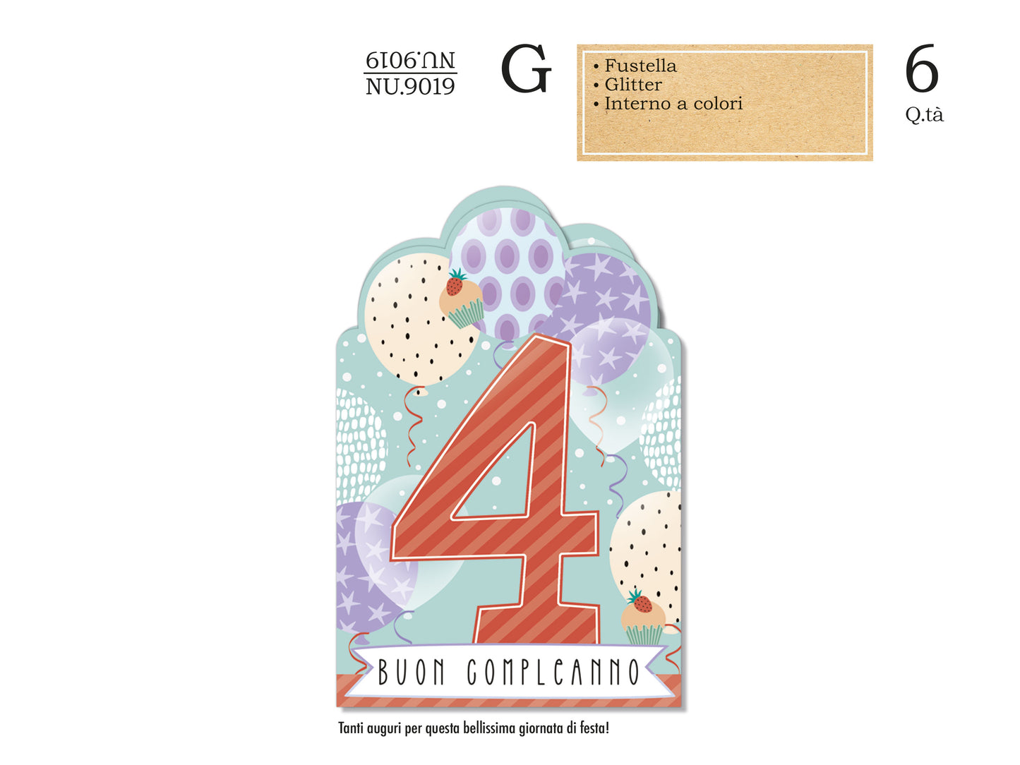 CROMO NB BIGLIETTO NUMERO 4 NU.9019