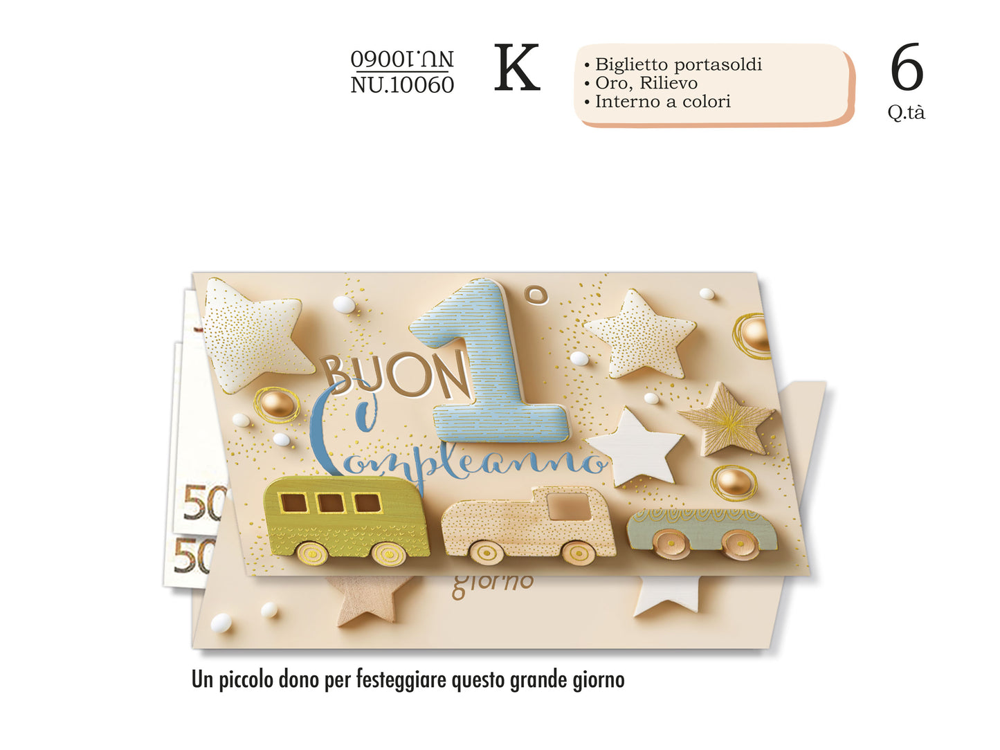CROMO NB BIGLIETTO PORTASOLDI NUMERO 1 AZZURRO NU.10060