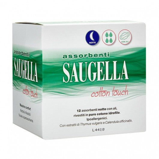 SAUGELLA COTTON TOUCH ASSORBENTI NOTTE CON ALI X12
