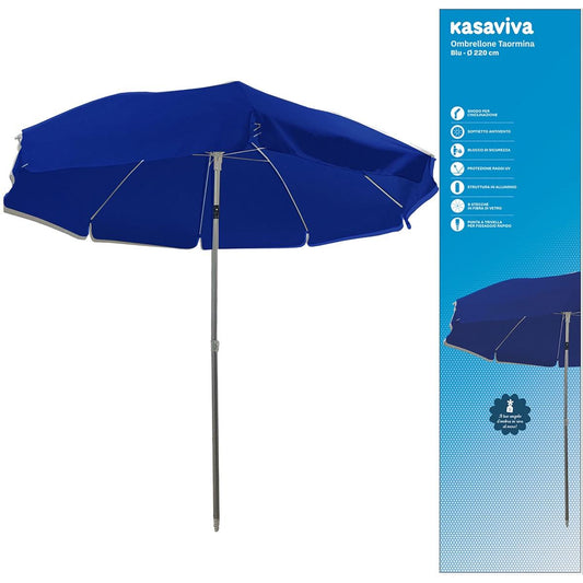 KASAVIVA OMBRELLONE TAORMINA CM.220 BLU TUBO ALLUMINIO MM.32