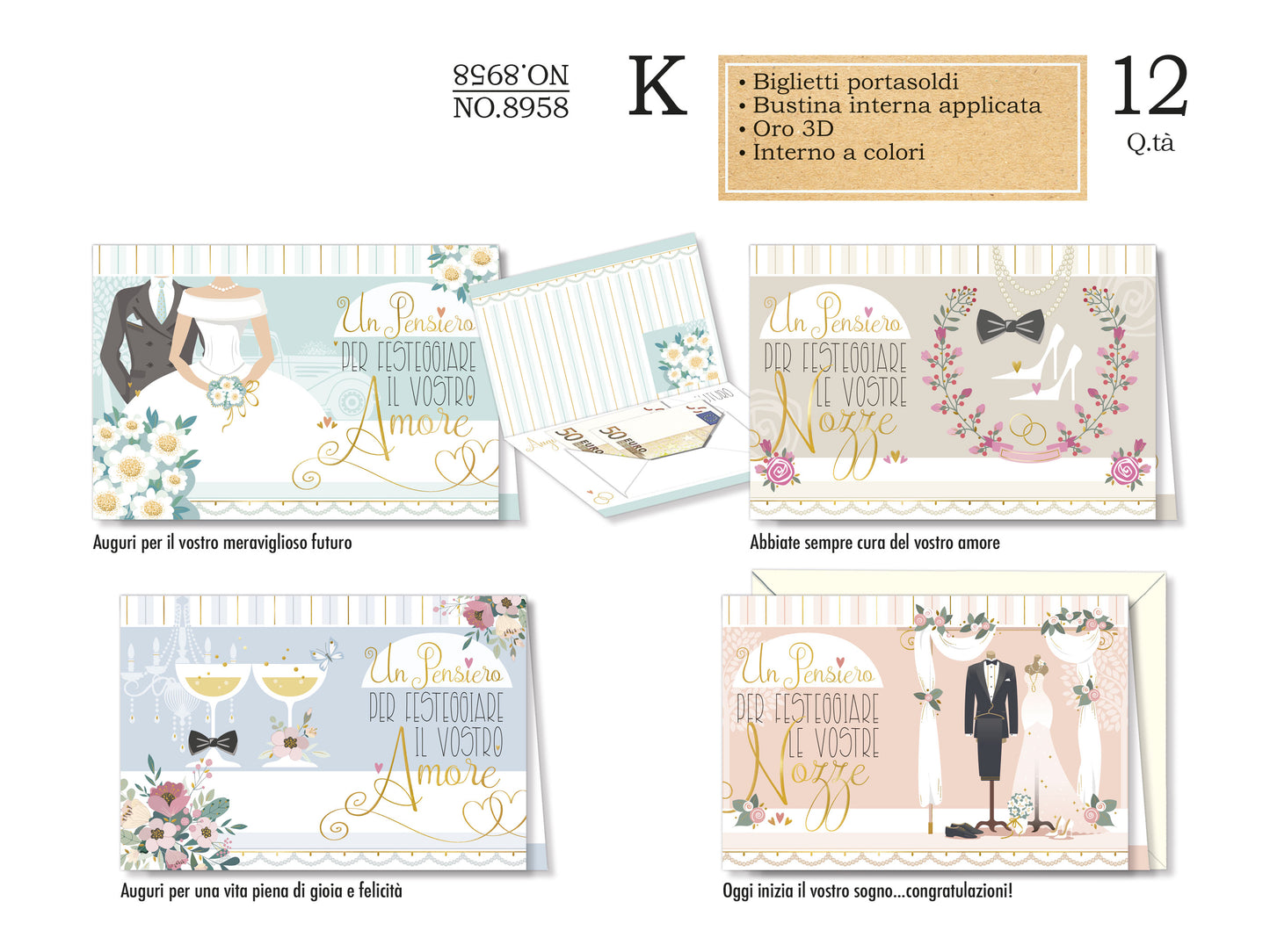 CROMO NB BIGLIETTO NOZZE PORTASOLDI NO.8958
