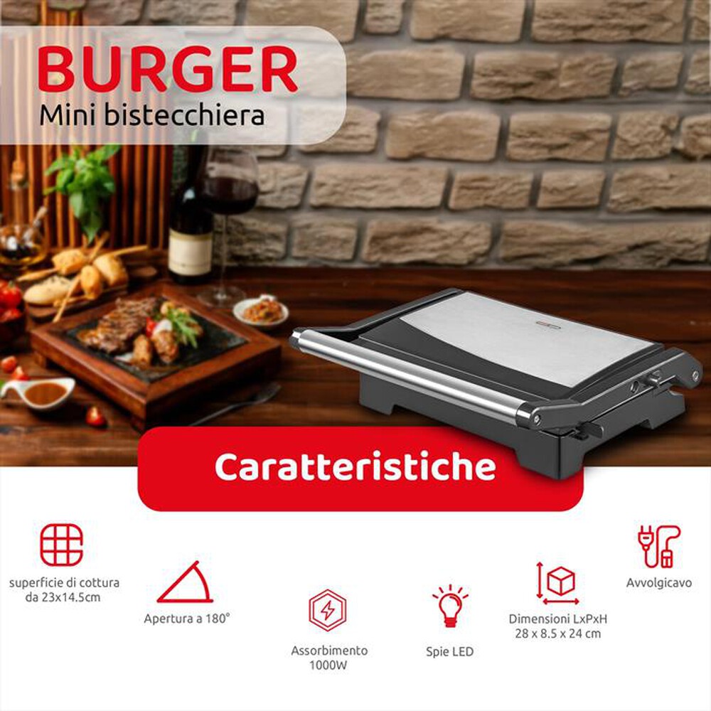 MELCHIONI FAMILY BURGY GRIGLIA ELETTRICA MINI 1000W