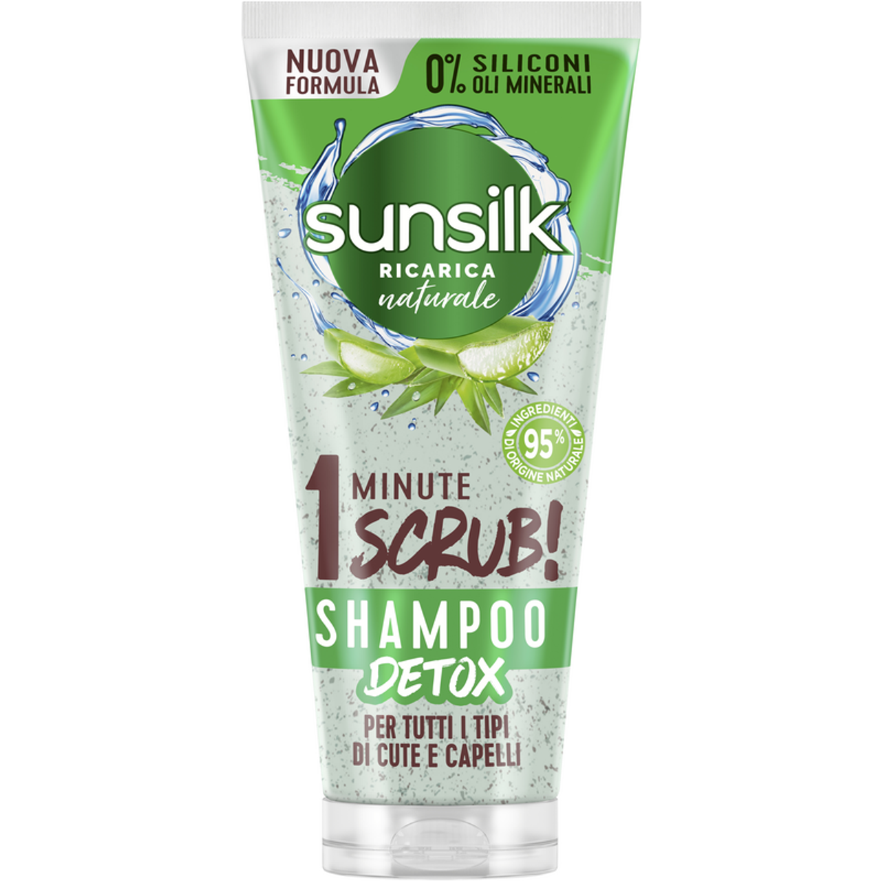 SUNSILK 1 MINUTE SCRUB SHAMPOO DETOX 200ML ALOE VERA PER TUTTI I TIPI DI CUTE E CAPELLI