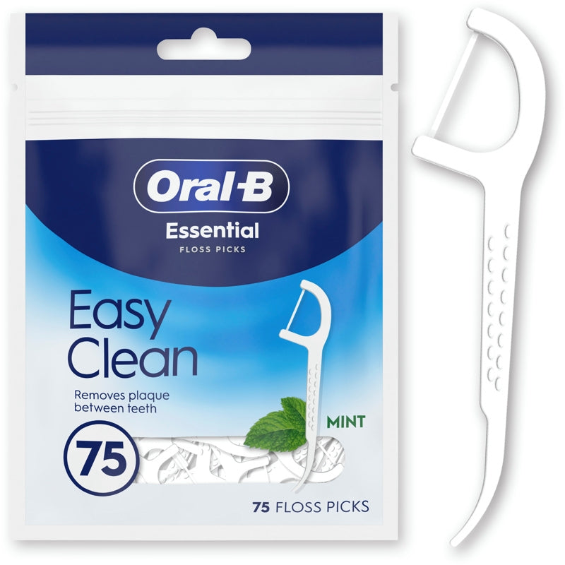 ORAL-B ESSENTIAL FLOSS PICKS EASY CLEAN FLOSSETTE MONOUSO BUSTA 75 PEZZI MENTA