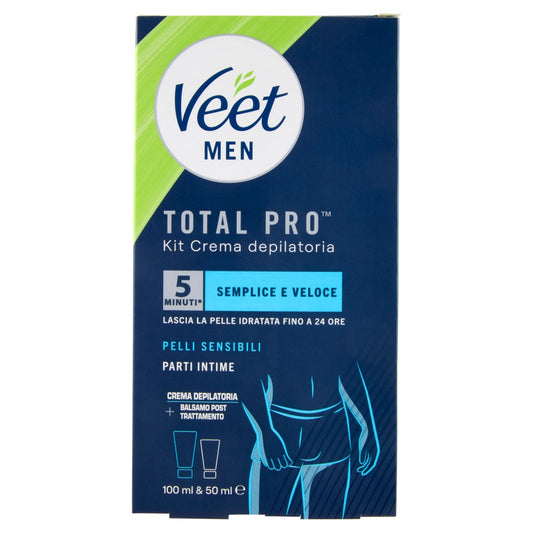 VEET MEN KIT CREMA DEPILATORIA PER AREE SENSIBILI PARTI INTIME 100ML E BALSAMO POST TRATTTAMENTO 50ML