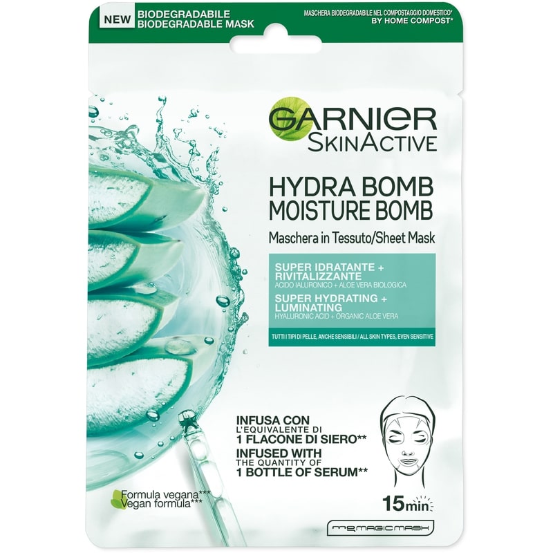 GARNIER HYDRA BOMB MASCHERA IN TESSUTO 32G 1PZ SUPER IDRATANTE RIVITALIZZANTE ALOE VERA